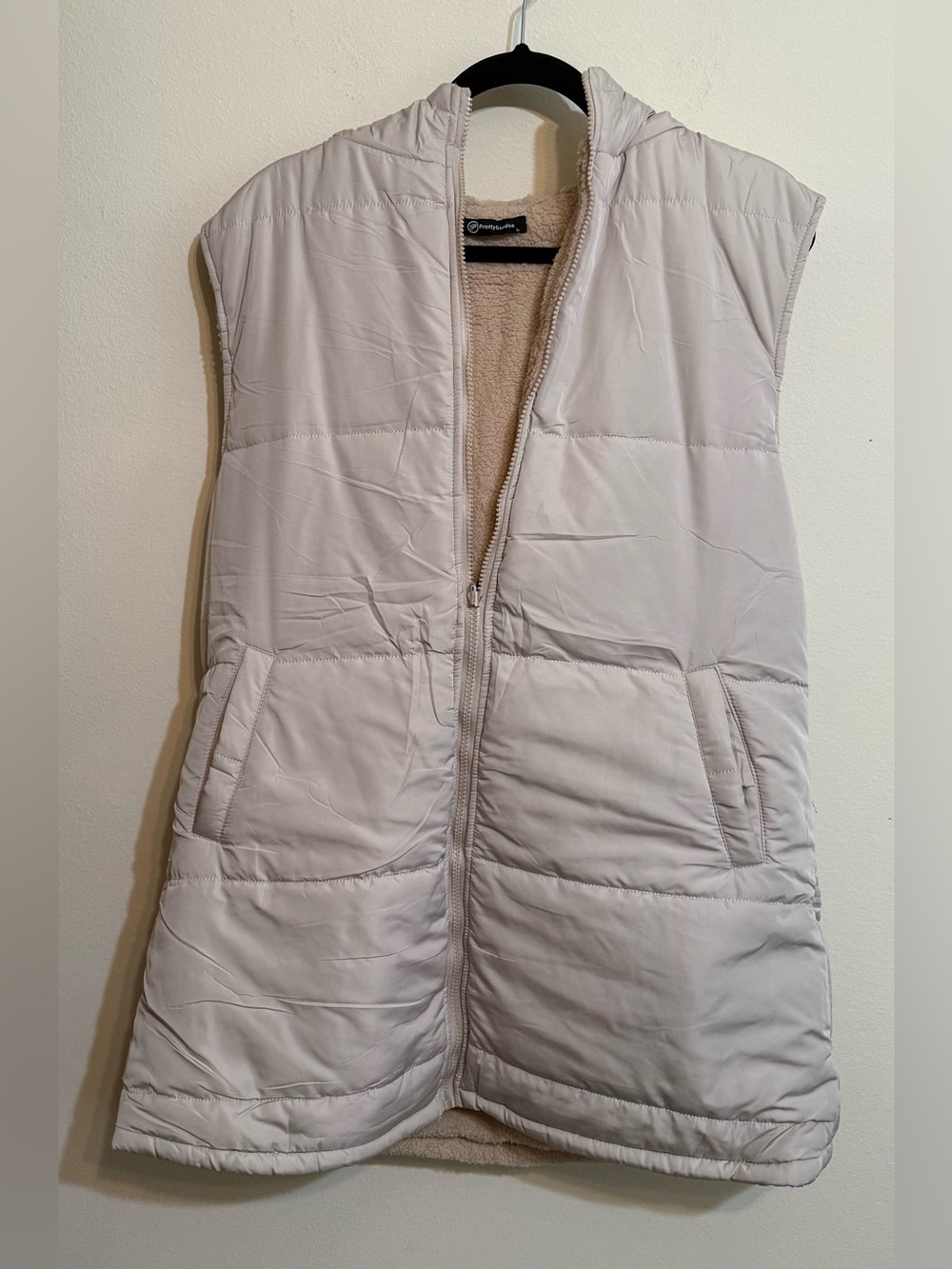 Pretty Garden Light Tan Quilted Sleeveless Puffer Vest L